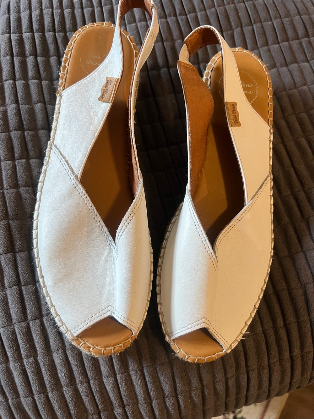 Toni Pons Origins White Leather Slingback Espadrille Sandals